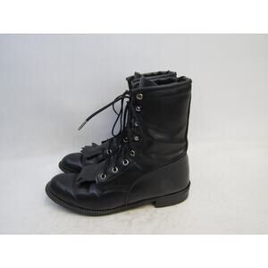 Roy Cooper Womens Size 7 M Black Leather Laces Kilt Cowboy Western Boots